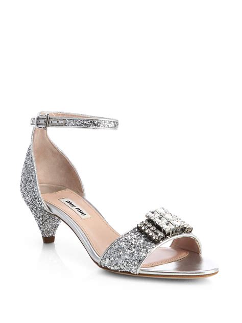 miu miu transparent glitter|Silver Glitter Sandals .